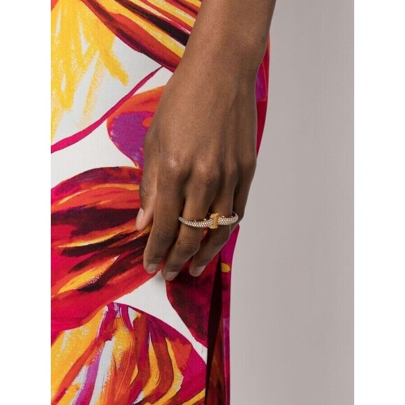 Versace Galaxy Medusa Crystal Engraved Cuff Double Ring Gold Tone Sz L NWT $525 - Picture 4 of 11